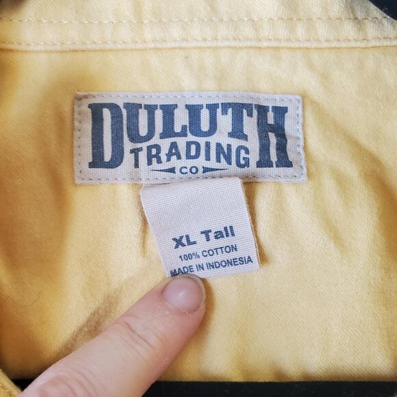 Duluth Trading Shirt Mens XLT Yellow Button Up Chamois Heavyweight Workwear - Picture 4 of 8